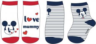 Sada 2 párov detských ponožiek - Mickey Mouse I love mummy Veľkosť najmenší: 9 - 18 mesiacov