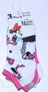 Sada 3 párov detských ponožiek - Minnie ružovo-biely mix Veľkosť ponožiek: 23-26