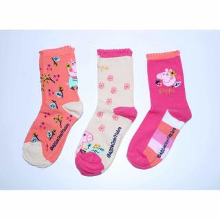 Sada 3 párov detských ponožiek - Peppa Pig ružové mix Veľkosť ponožiek: 23-26