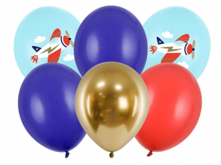 Sada latexových balónov - Lietadlo pastelové modré 6 ks