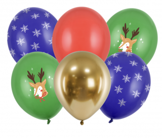 Sada latexových balónov - Vianoce Merry Christmas mix 6 ks