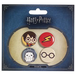 Sada odznakov Harry Potter - Chibi (Harry, Hedviga) 4 ks