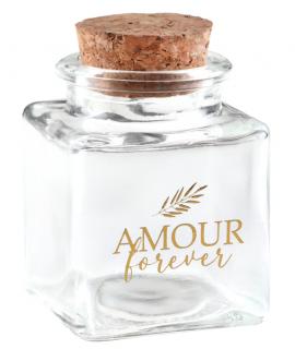 Sklenené fľaštičky s korkovým uzáverom - Amour forever