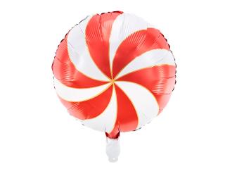 Vianočný fóliový balón - cukrík červenobiely 35 cm