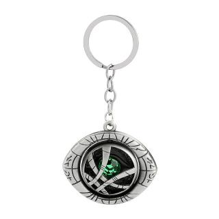 Kľúčenka Doctor Strange strieborná/ Eye of Agamotto (otáčavý stred)