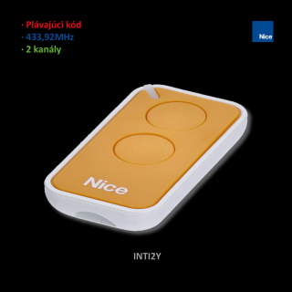Nice INTI2Y vysielač ERA INTI 2-kanálový žltý, 433,92 MHz, plávajúci kód, 56x30x9,5mm