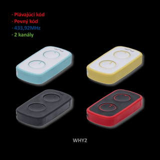 vysielač WHY 433 LITE MINI, 433 MHz: auto-programovateľný pre rôzne značky, pevný aj plávajúci kód WHY2 433 farby: Červená/Čierna