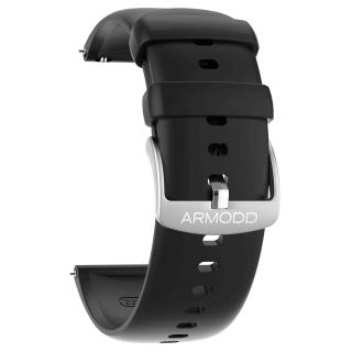 Remienok ARMODD Silentwatch 4 Pro silikónový čierny so striebornou sponou (22mm)
