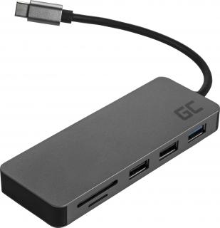HUB Adaptér Green Cell USB-C 7 w 1 (USB-C, 2xUSB 3.0, USB 2.0, HDMI 4K, microSD, SD) s obsluhou Power Delivery a Samsung DeX