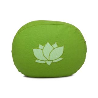 Bodhi Meditačný vankúš oválny s lotosovým kvetom z organickej bavlny 29 x 15 cm Farba: Olivová (zelená)