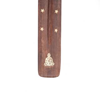 Bodhi Stojan na vonné tyčinky drevený 26 cm Vzory: Buddha