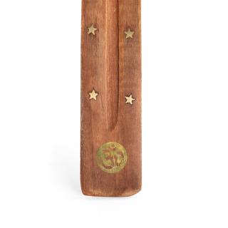 Bodhi Stojan na vonné tyčinky drevený 26 cm Vzory: Om