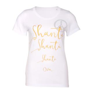 Bodhi Yoga Womens T-Shirt tričko pre ženy SHANTI biele Veľkosť oblečenia: L