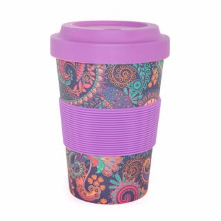 Bodhi Yogi Cup 2 Go Paisley fialový bambusový pohár 480 ml