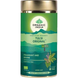 Organic India Tulsi original Bazalka sypaný čaj obranyschopnosť, stres, vitalita 100 g