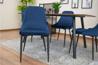 Zamatová jedálenská stolička NEAPOL modrá