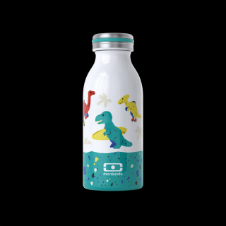 Fľaša na vodu monbento, bielo zelený dinosaurus, 350ml