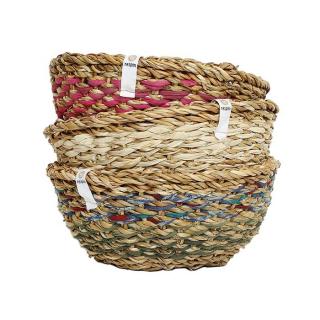 Okrúhly košík z morskej trávy a textilu, reSpiin