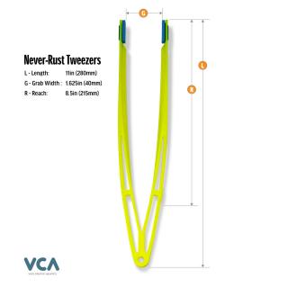 VCA Never-Rust tweezers - pinzeta, UV Žltá (28cm)