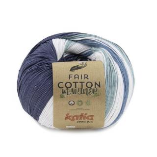 Katia FAIR COTTON MARINER Farba: 1018/200  ... Modrá tmavá-tyrkysová-biela