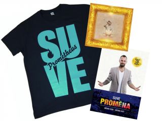Pack - Kniha + CD + Tričko CD: Best of SUVE, Veľkosť trička: S, Výber trička: Biele Prometheus pochodeň