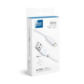Kábel USB Blue Star Lite pre iPhone, 1.2m, biely