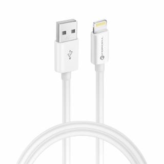 Nabíjací kábel FORCELL USB > Lightning, MFI 2,4A/5V 12W, 1m, biely, C703