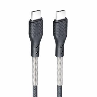 Odolný kábel FORCELL Carbon USB-C na USB-C, 3.0QC/PD60W, 1m, čierny, CB-02C