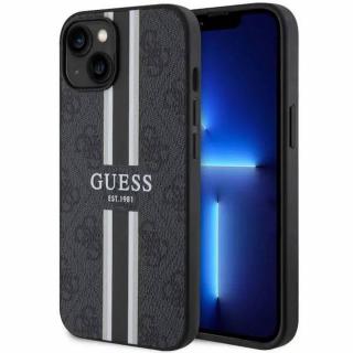 Originálne puzdro GUESS GUHMP14MP4RPSK pre iPhone 14 PLUS (Magsafe 4G Printed Stripes / čierne)