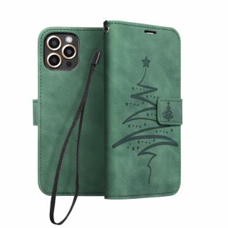 Púzdro Forcell MEZZO Book Apple Iphone 13 zelený vánoční strom