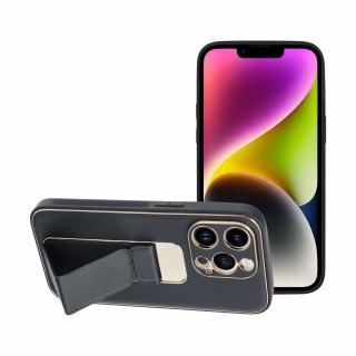 Puzdro LEATHER Kickstand pre IPHONE 14 PRO čierne