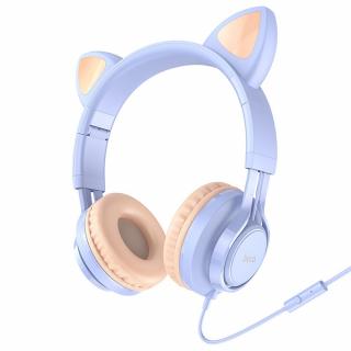 Slúchadlá HOCO s mikrofónom W36 Cat Ear modré