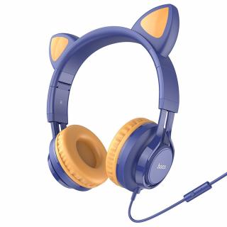 Slúchadlá HOCO s mikrofónom W36 Cat Ear tmavomodré
