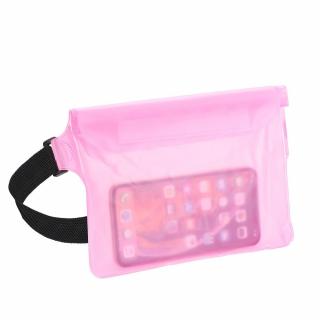 Vodotesná taška na mobilný telefón s klipom na opasok - ružová