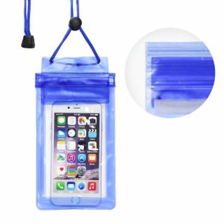 Vodotesná taška na mobilný telefón so zapínaním na zips - modrá