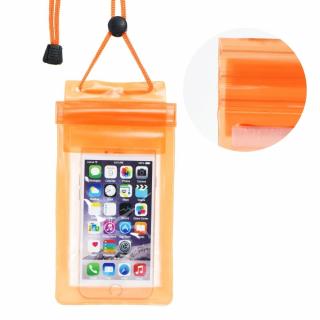Vodotesné puzdro na mobilný telefón so zapínaním na zips - oranžové