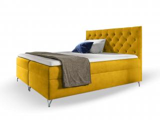 Čalúnená boxspring manželská posteľ Guliette s matracom - žltá Rozmer: 140x200