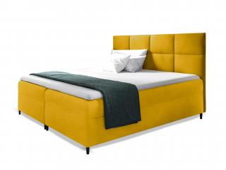 Čalúnená boxspring manželská posteľ Leila s matracom - žltá Rozmer: 160x200