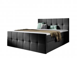 Čalúnená boxspring posteľ Charlotte s úložným priestorom - čierna Rozmer: 160x200