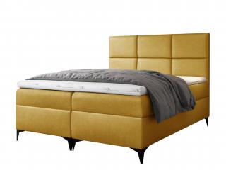 Čalúnená boxspring posteľ FAVA s vrchným matracom - žltá Fancy Rozmer: 140x200