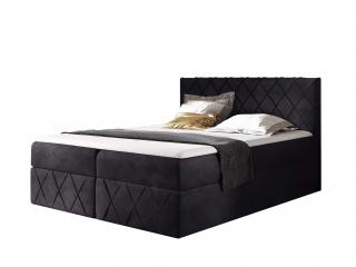 Čalúnená boxspring posteľ Paros Lux s vrchným matracom - čierna Kronos Rozmer: 140x200
