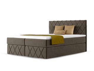 Čalúnená boxspring posteľ Paros Lux s vrchným matracom - hnedá Paros Rozmer: 140x200