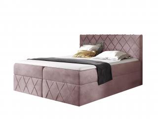 Čalúnená boxspring posteľ Paros Lux s vrchným matracom - ružová Kronos Rozmer: 140x200