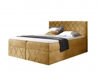 Čalúnená boxspring posteľ Paros Lux s vrchným matracom - žltá Kronos Rozmer: 140x200