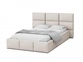 Čalúnená manželská posteľ s úložným priestorom Dony - krémová Rozmer: 140x200
