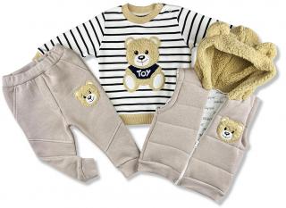 3dielny detský set - TEDDY, hnedý veľkosť: 80 (9-12m)