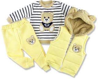 3dielny detský set - TEDDY, žltý veľkosť: 80 (9-12m)