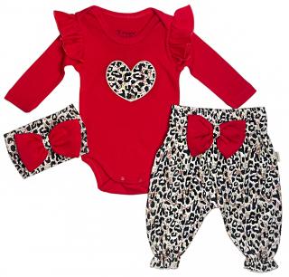 3dielny dievčenský komplet- Srdiečko Leopard veľkosť: 80 (9-12m)