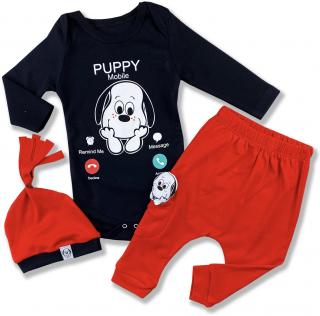 3dielny kojenecký set - Puppy Mobile, červený veľkosť: 62-68