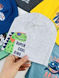 Čiapka pre bábätká- Cool Dino, sivá 9-18m.